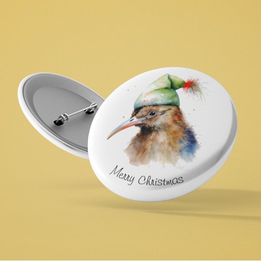 Gezellige Kerst Kiwi, op maat Ronde Button 5,7 Cm
