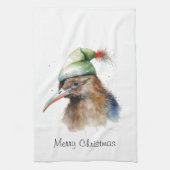 Gezellige Kerst Kiwi, op maat Theedoek (Verticaal)