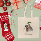 Gezellige Kerst Kiwi, op maat Tote Bag