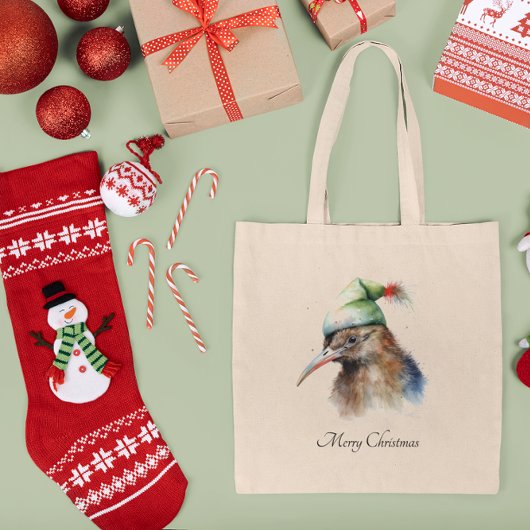 Gezellige Kerst Kiwi, op maat Tote Bag