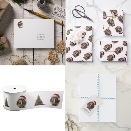 Gezellige kerst kiwi satijnen lint