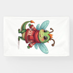 Gezellige Kerst Libel Spandoek