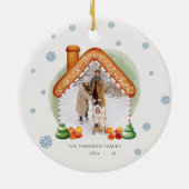 Gezellige kerst peperkoek huis foto vakantie keramisch ornament (Achterkant)
