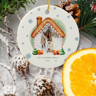 Gezellige kerst peperkoek huis foto vakantie keramisch ornament