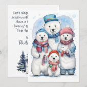 Gezellige Kerst Polar Beer Familie Vakantie Flat K (Voorkant / Achterkant)