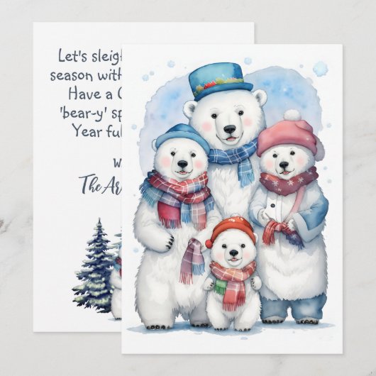 Gezellige Kerst Polar Beer Familie Vakantie Flat K (Voorkant / Achterkant)