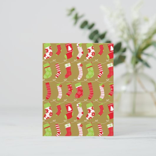 Gezellige Kerst Retro Winter Sokken Feestdagenkaart (Staand voorkant)