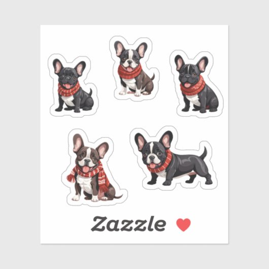 Gezellige kerst rode sjaal Franse bulldog puppy pa Sticker (Vel)