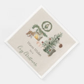 Gezellige kerst rustieke open haard kerstboom servet (Hoek)