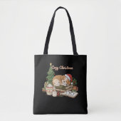 Gezellige Kerst Slapen Puppy & Boeken Tote Bag (Voorkant)