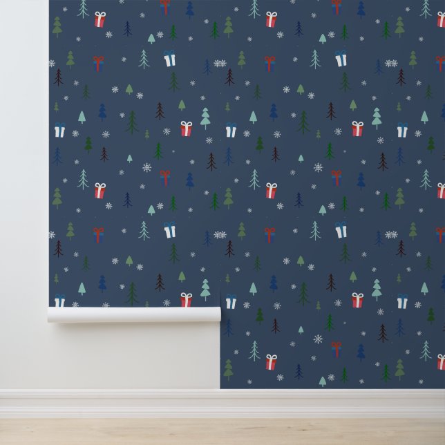 Gezellige kerst sneeuw bos behang (Applicatie)