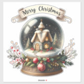 Gezellige Kerst Sneeuw Wereldbol Cottage Scene Sticker (Vel)