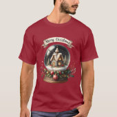 Gezellige Kerst Sneeuw Wereldbol Cottage Scene T-shirt (Voorkant)