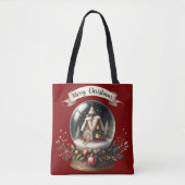 Gezellige Kerst Sneeuw Wereldbol Cottage Scene Tote Bag (Voorkant)