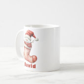 Gezellige kerst Sneeuwman in Stocking Koffiemok (Voorkant links)