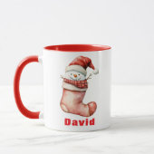 Gezellige kerst Sneeuwman in Stocking Mok (Links)