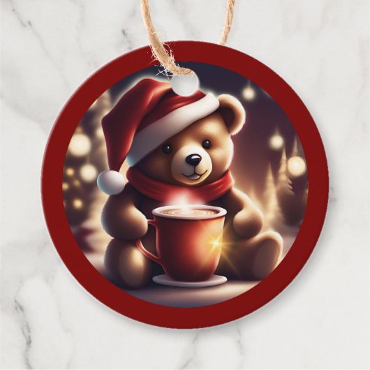 Gezellige Kerst Teddy Hot Chocolate TWArt Bedankjes Labels (Voorkant)
