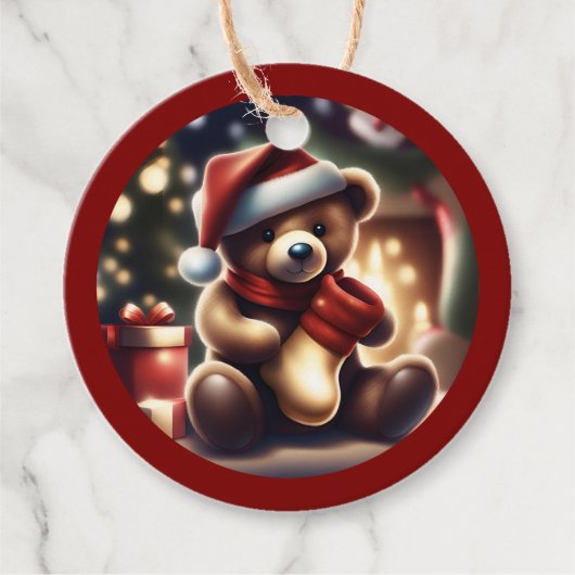 Gezellige Kerst Teddy Kousen TWArt Bedankjes Labels (Voorkant)