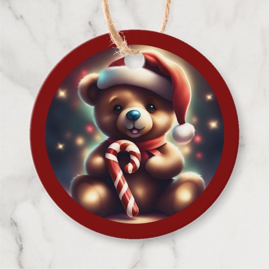 Gezellige Kerst Teddy Polka TWArt Bedankjes Labels (Voorkant)