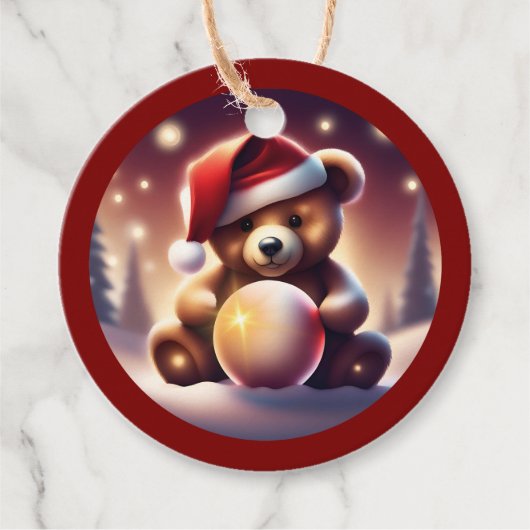 Gezellige Kerst Teddy Snowball TWART Bedankjes Labels (Voorkant)