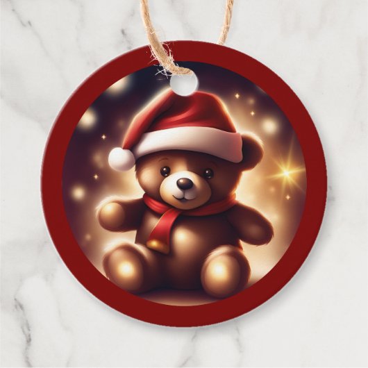 Gezellige Kerst Teddy Stars TWART Bedankjes Labels (Voorkant)
