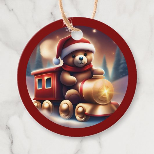 Gezellige Kerst Teddy Train TWARTrt Bedankjes Labels (Voorkant)
