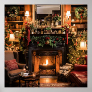 Gezellige kerst thuis poster