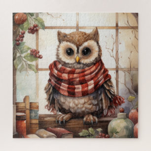 Gezellige kerst Uil Hartverwarmende Winter Leuke U Legpuzzel