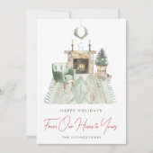 Gezellige kerst van ons huis naar de jouwe feestdagenkaart (Voorkant)