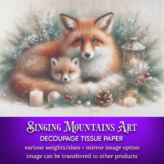 Gezellige Kerst Vos Familie Rustieke Winter Decoup Tissuepapier