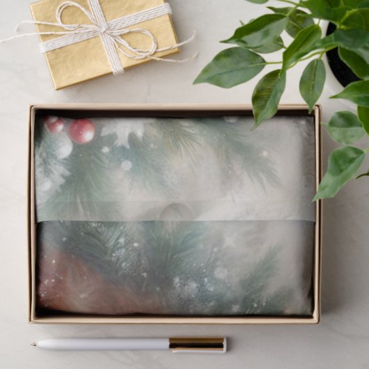 Gezellige Kerst Vos Familie Rustieke Winter Decoup Tissuepapier (Geschenk)