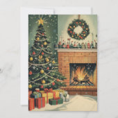Gezellige Kerst Woonkamer Decorated Tree Feestdagenkaart (Voorkant)