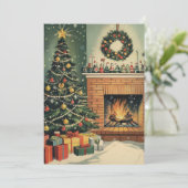 Gezellige Kerst Woonkamer Decorated Tree Feestdagenkaart (Staand voorkant)