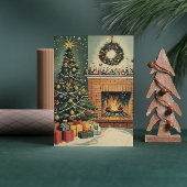 Gezellige Kerst Woonkamer Decorated Tree Feestdagenkaart