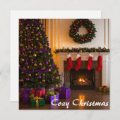 Gezellige Kerst Woonkamer Flat Kaart (Voorkant / Achterkant)