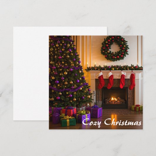 Gezellige Kerst Woonkamer Flat Kaart (Voorkant / Achterkant)