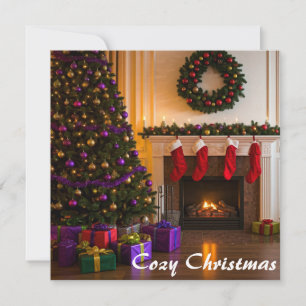Gezellige Kerst Woonkamer Flat Kaart