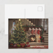Gezellige kerstavond door de open haard kousen briefkaart (Voorkant / Achterkant)