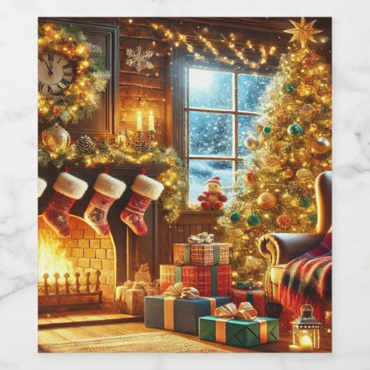 Gezellige kerstavond wijn etiket (Enkel label)