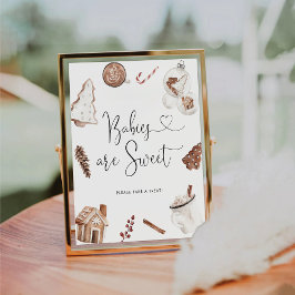 Gezellige kerstbaby's zijn een zoet teken reclamebord met voetstuk