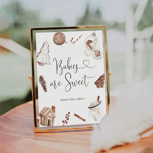 Gezellige kerstbaby's zijn een zoet teken reclamebord met voetstuk