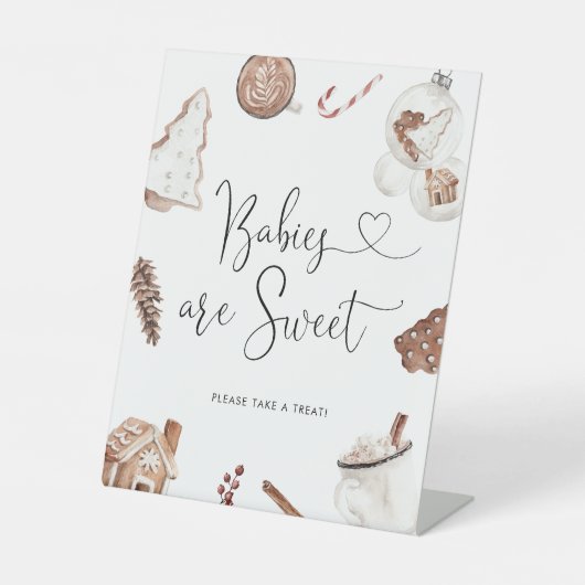 Gezellige kerstbaby's zijn een zoet teken reclamebord met voetstuk (Voorkant)