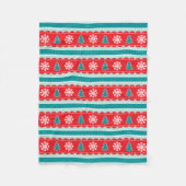 Gezellige kerstbomen Sneeuwvlokken Rood & Blauwgro Fleece Deken (Voorkant)