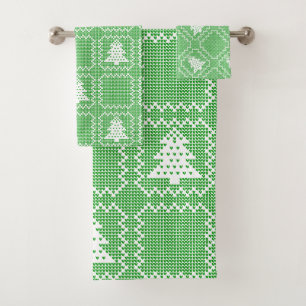 Gezellige kerstboom lelijke trui geruit patroon bad handdoek