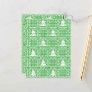 Gezellige kerstboom lelijke trui geruit patroon briefkaart
