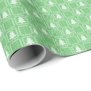 Gezellige kerstboom lelijke trui geruit patroon cadeaupapier