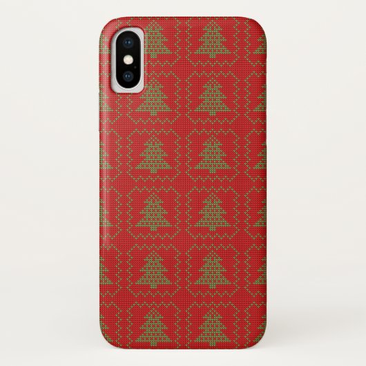 Gezellige kerstboom lelijke trui geruit patroon Case-Mate iPhone case (Achterkant)