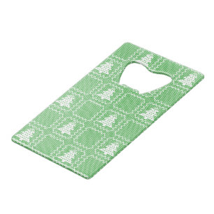Gezellige kerstboom lelijke trui geruit patroon creditkaart flessenopener