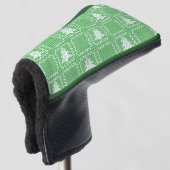 Gezellige kerstboom lelijke trui geruit patroon golfheadcover (3/4 voorkant)
