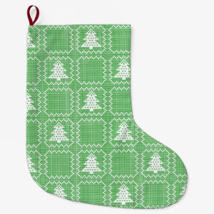Gezellige kerstboom lelijke trui geruit patroon grote kerstsok
